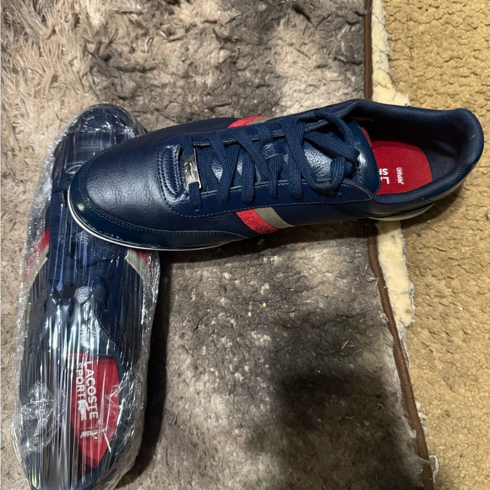 Lacoste Men's Blue and Red Sneakers
